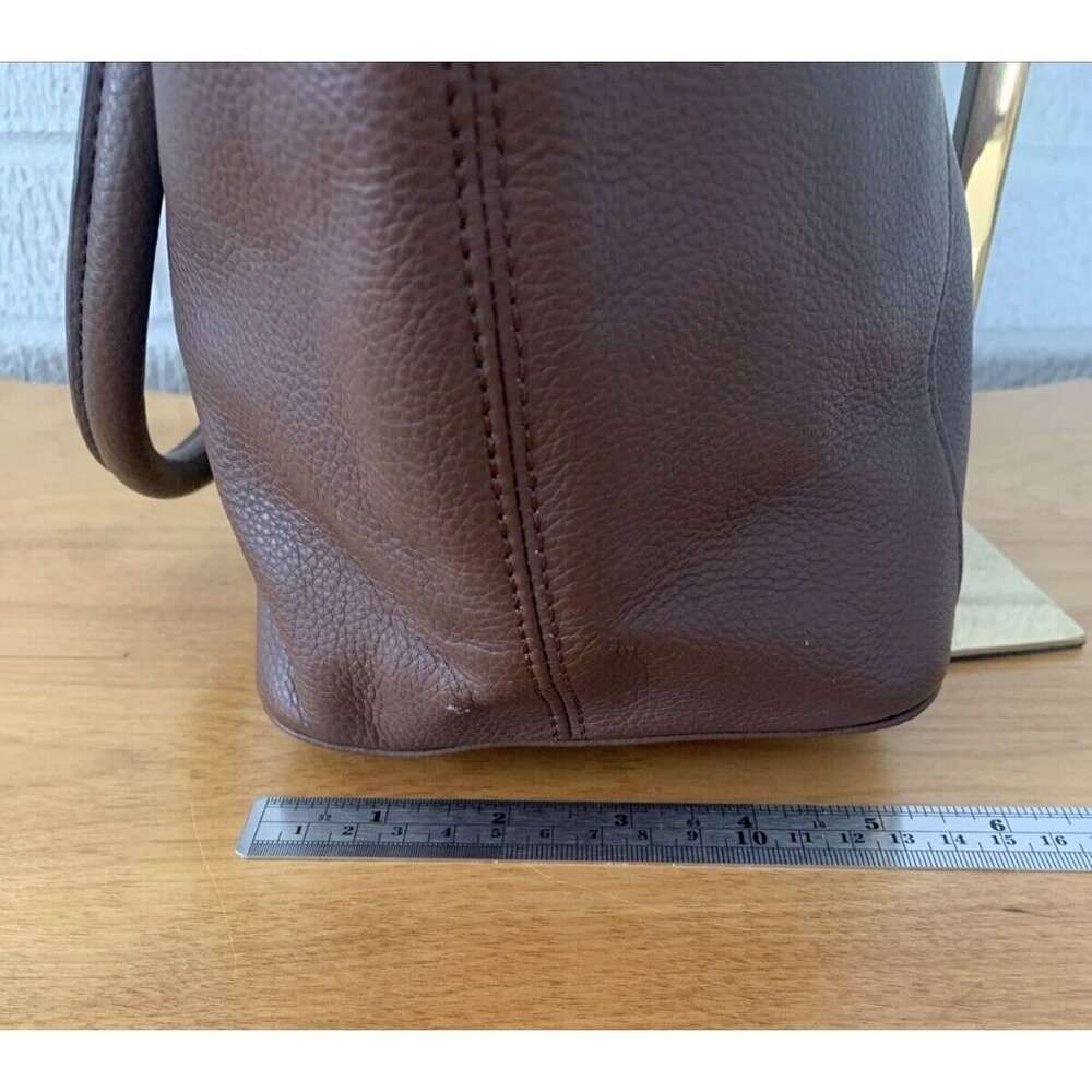 TIGNANELLO Brown Genuine Leather Double Handle Medium Size Bag Purse Lined EUC - Picture 12 of 14